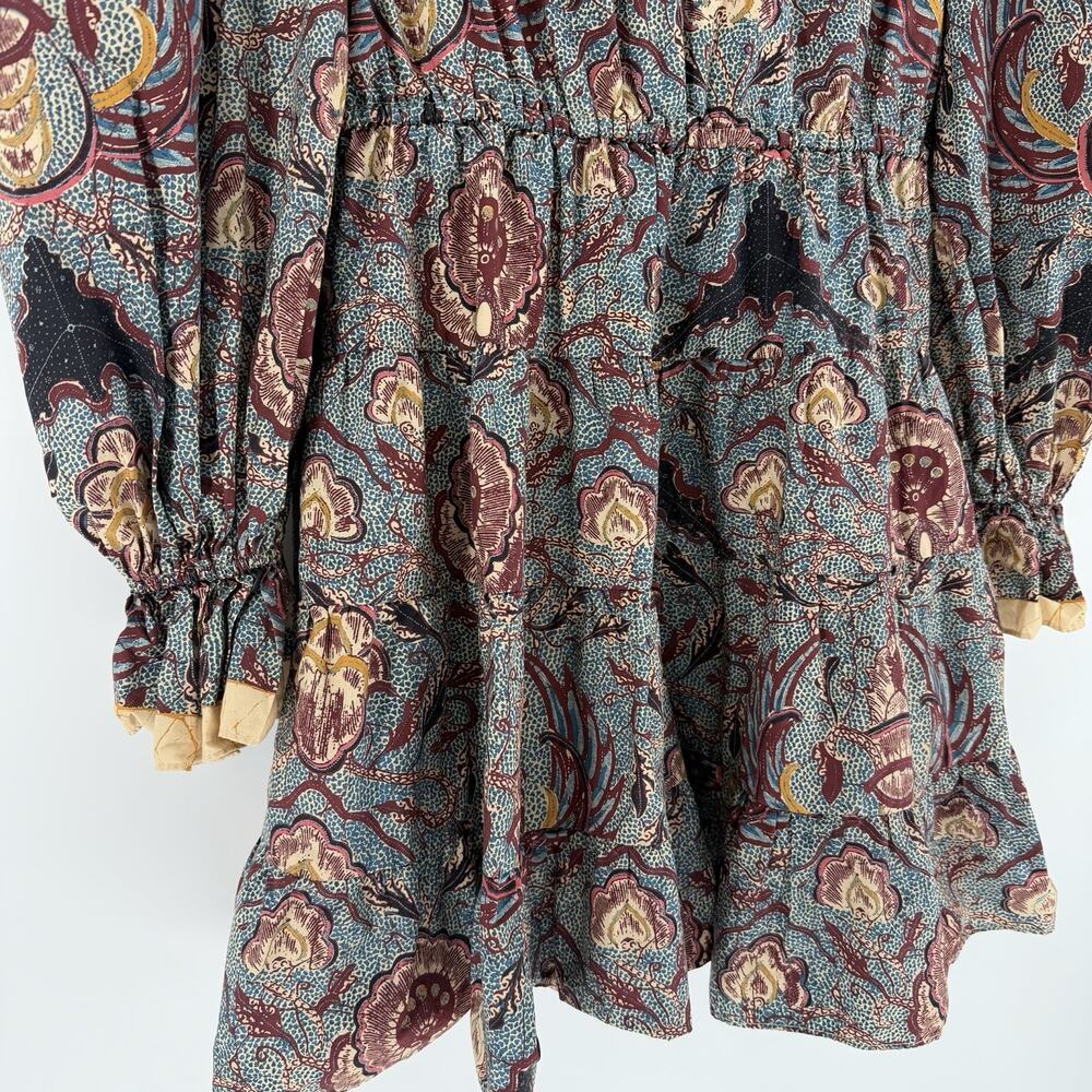Ulla Johnson Women's Caris Carmine Batik Floral Puff Sleeve Mini Dress Small/Med - Picture 11 of 11